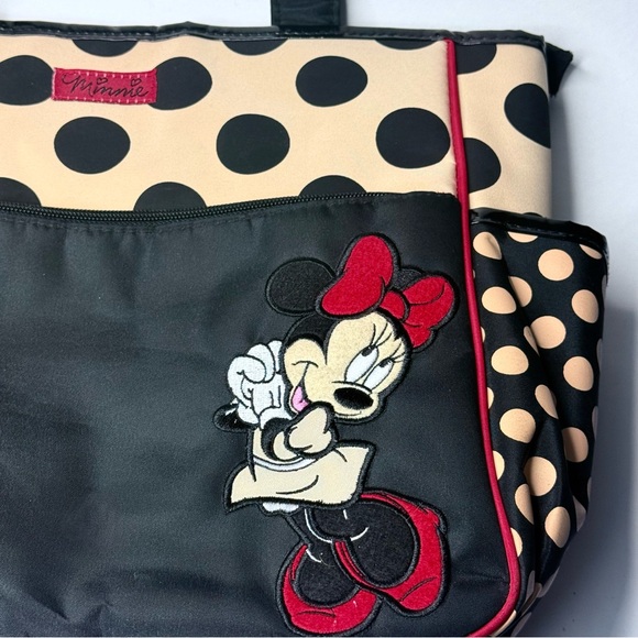 Minnie Mouse Polka Dot Black and Cream Diaper Bag Like New - Picture 1 of 5